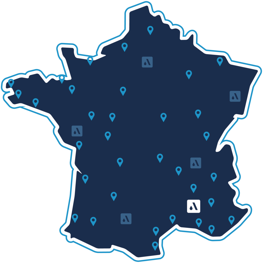 Carte agences Ax'eau contours, partout en France
